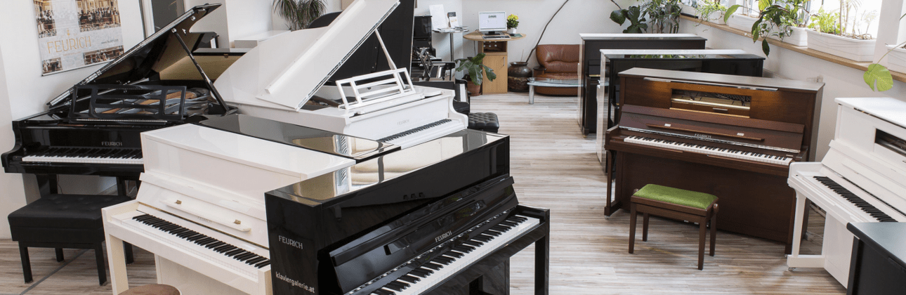 Das Feurich-Showroom: Diverse Klaviere im Feurich-Showroom